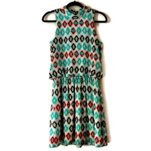 Anthropologie Joy Joy Aztec Print Halter Dress